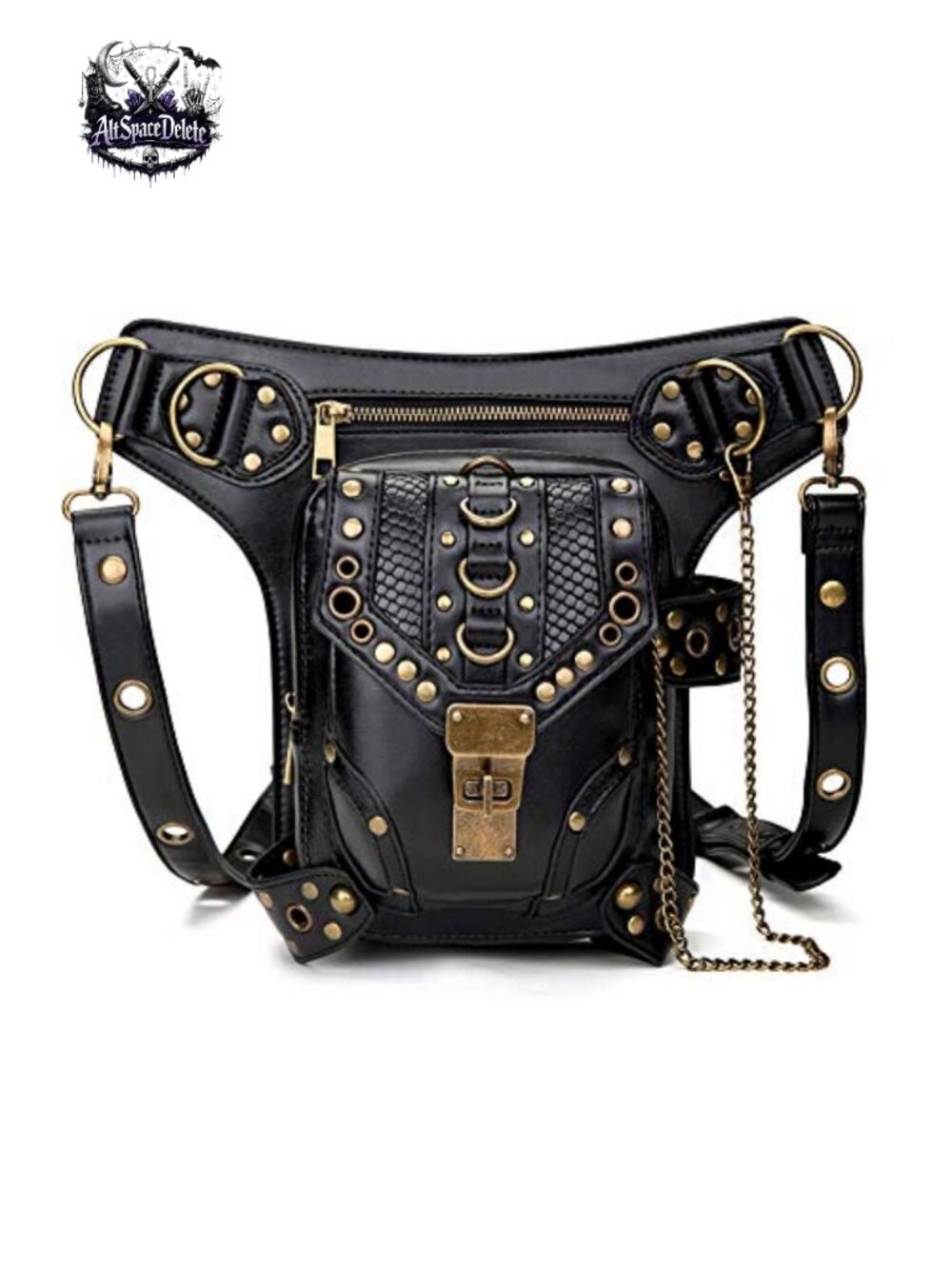 Faux Leather Waist Bag Fanny Pack Crossbody Shoulder Purse Hiking Chain